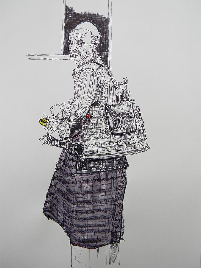 The Tea Man The Souss Vendor Drawing by Marwan George Khoury