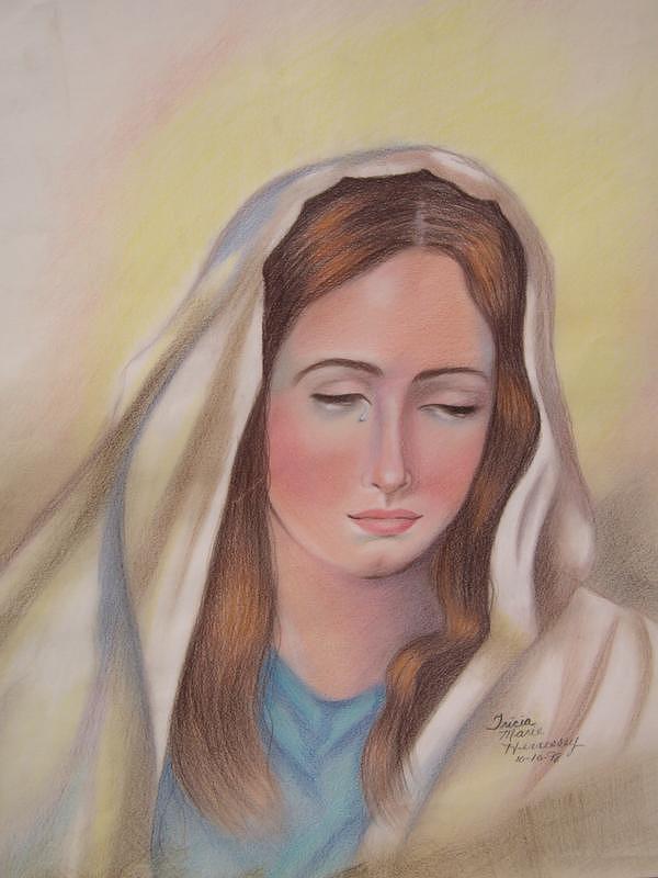 The tears of Mary Drawing by Tricia Hennessey | Fine Art America