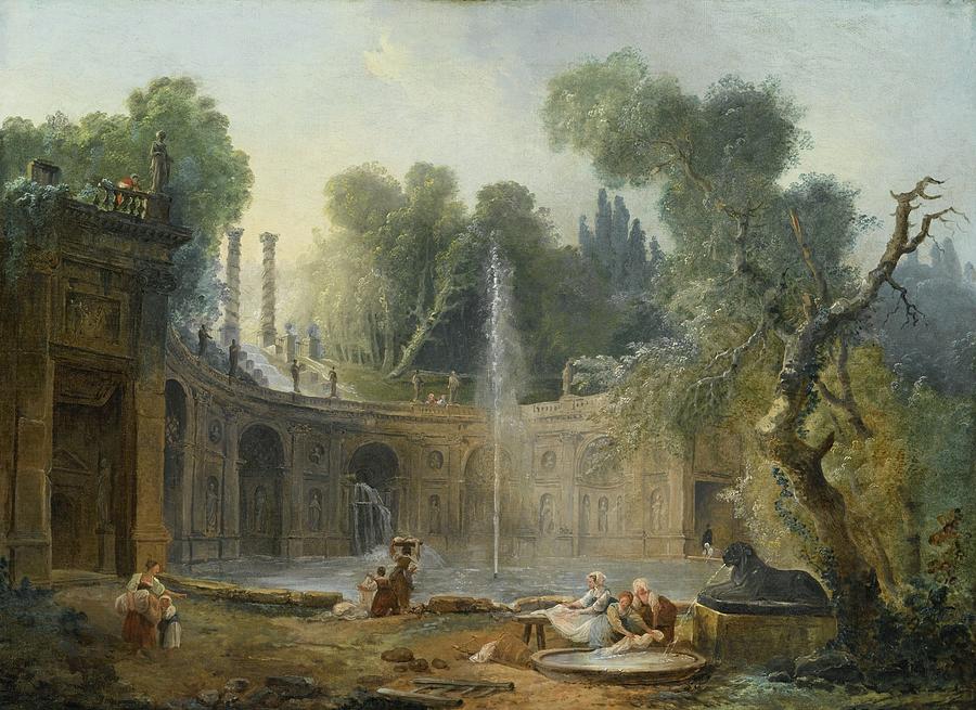 The Teatro Delle Acque In The Garden Of The Villa Aldobrandini Painting by Hubert Robert