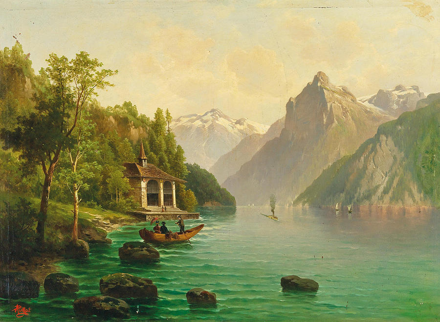 The Tellskapelle on Lake Lucerne Painting by Anton Pick