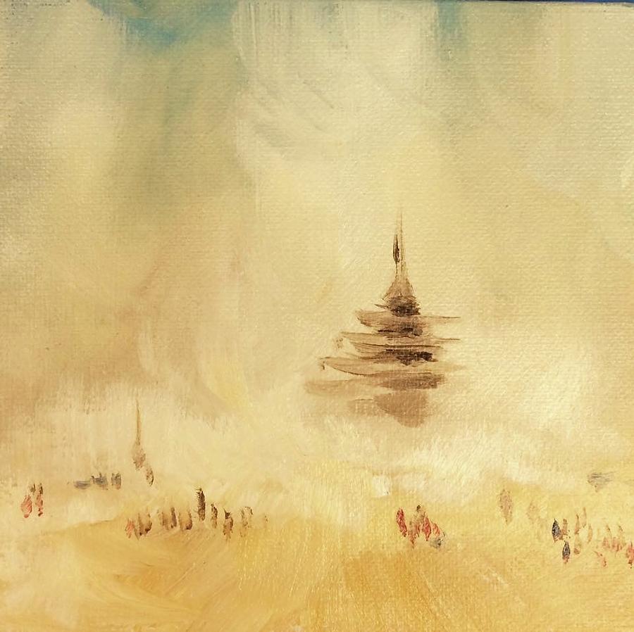 Burning Man Painting - The Temple 2016 by Masha Schultz Burning Man Painting - The Temple 2016 by Masha Schultz