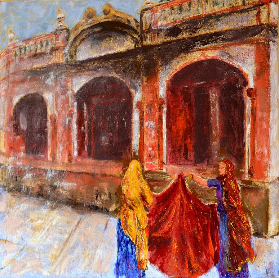 The Temple at Haridwar Painting by Uma Krishnamoorthy