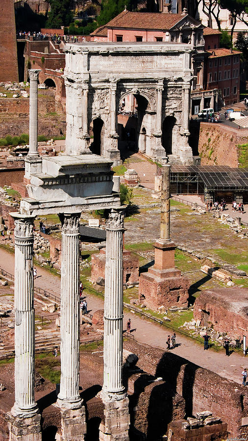 The Temple of Castor and Pollux at the Forum from the Palatine Photograph by Weston Westmoreland