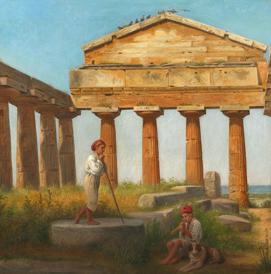 The Temple of Ceres at Paestum Painting by Constantin Hansen