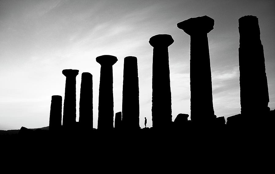 The Temple Of Hercules. Agrigento, Sicily.    Black And White Photograph