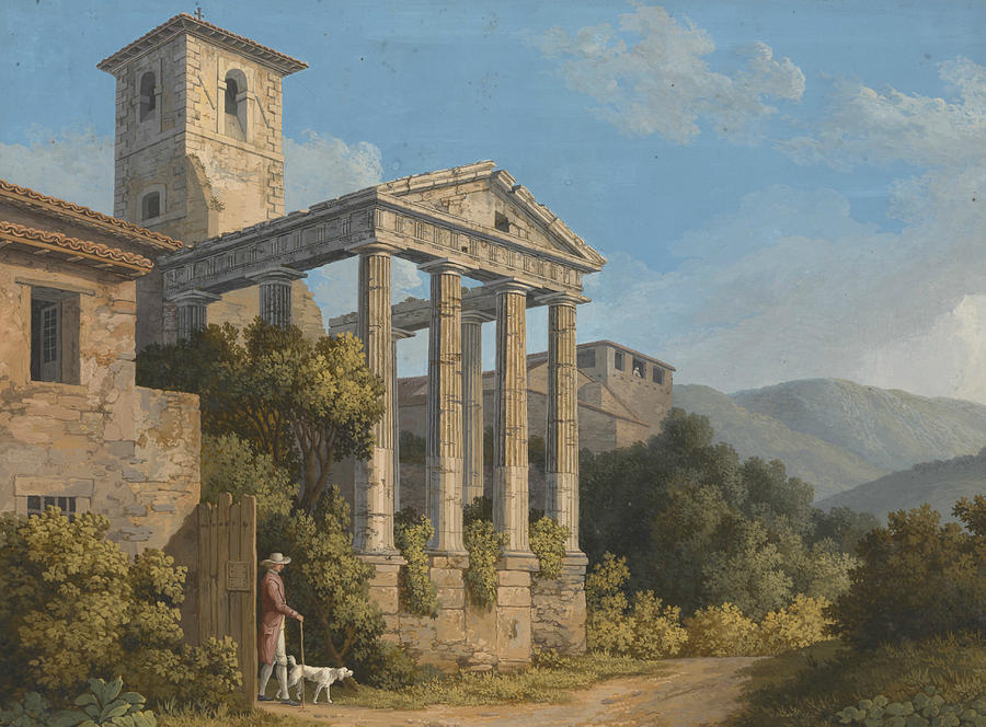 The Temple of Hercules in Cori near Velletri Painting by Jacob Philipp Hackert