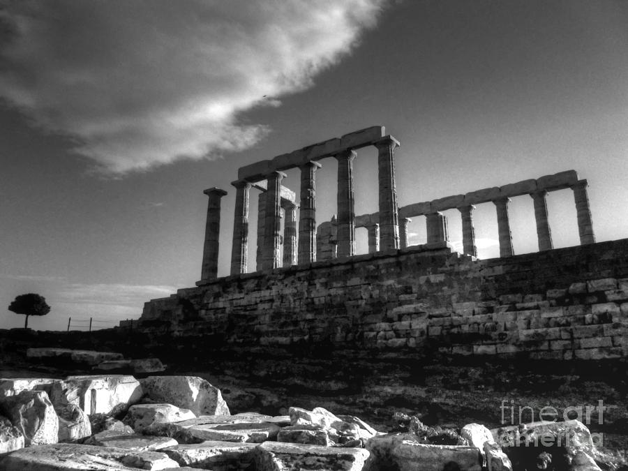 The Temple Of Poseidon in Black and White HDR Photograph by Vicki Spindler