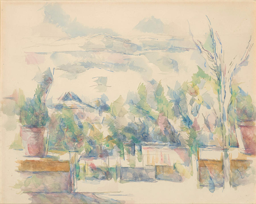 Paul Cezanne Painting - The Terrace at the Garden at Les Lauves 1902 - 1906 by Paul Cezanne