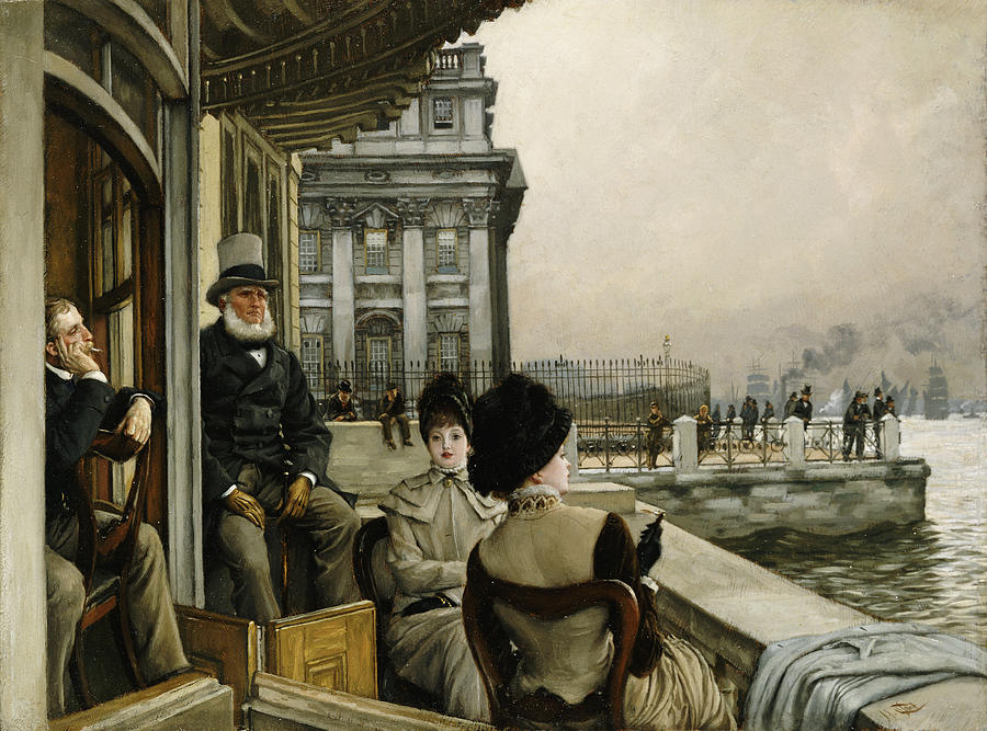 London Painting - The Terrace of the Trafalgar Tavern Greenwich by James Jacques Joseph Tissot