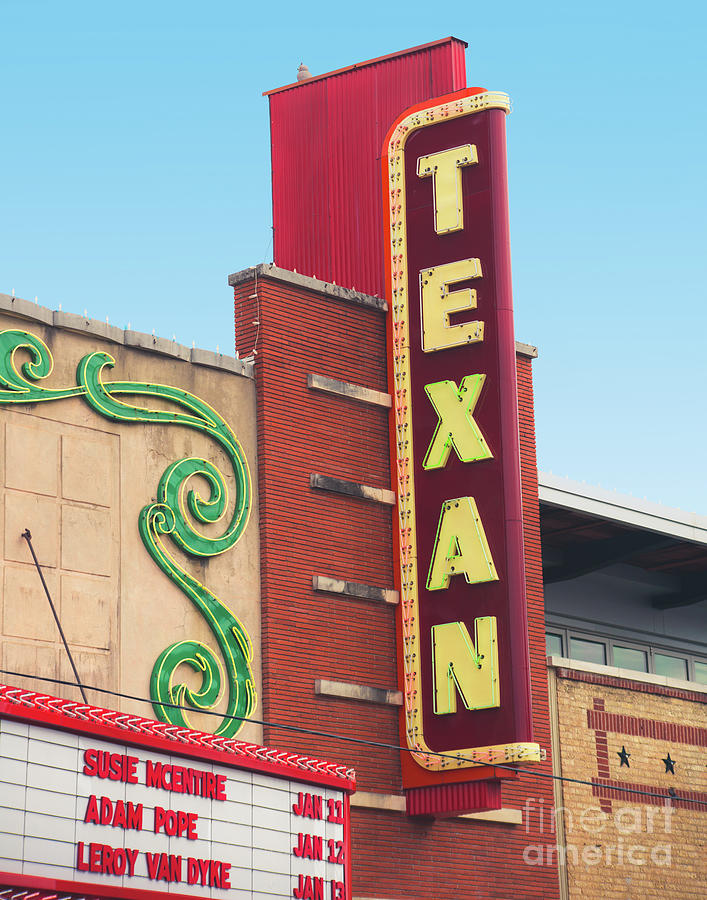 The Texan Theater Sign Photograph by Sonja Quintero