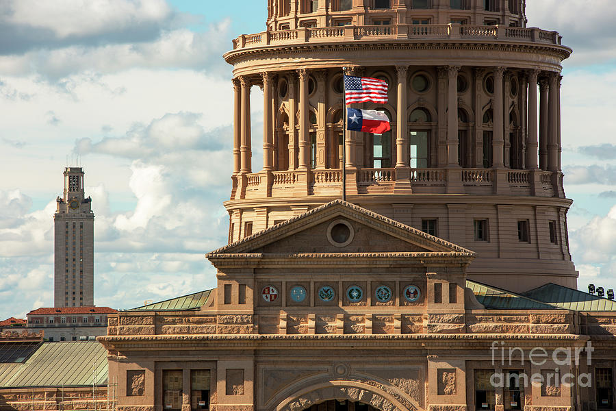 Austin Photograph - The Texas Capitol Dome highlighting the the Six mosaic seals of  by Dan Herron