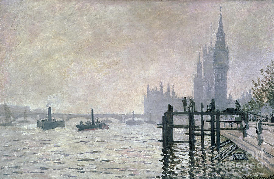 The Thames below Westminster Painting by Claude Monet