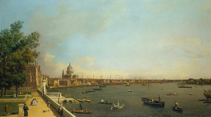 The Thames from Somerset House Terrace Towards the City Painting by Canaletto