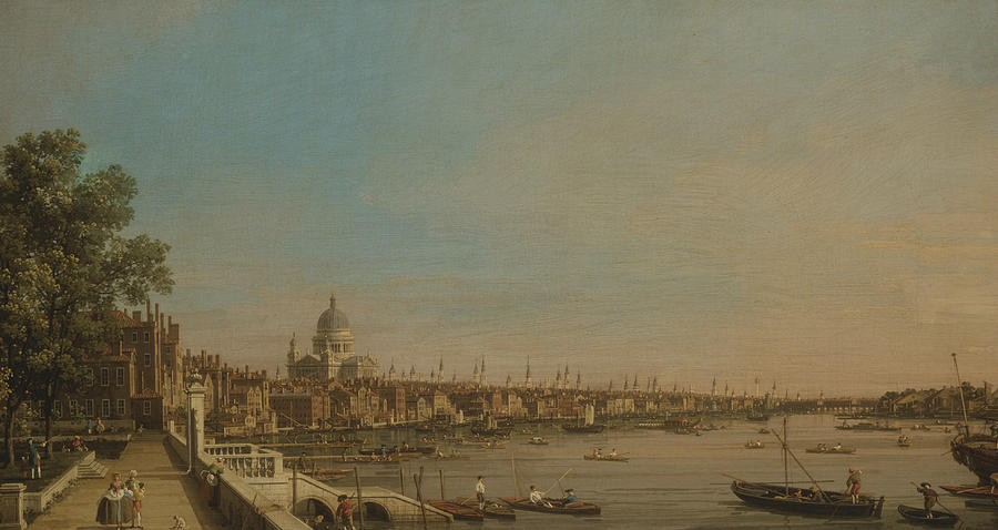 The Thames from the Terrace of Somerset House, Looking toward St. Pauls Painting by Canaletto