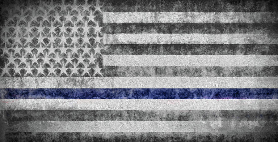 The Thin Blue Line American Flag Digital Art by JC Findley
