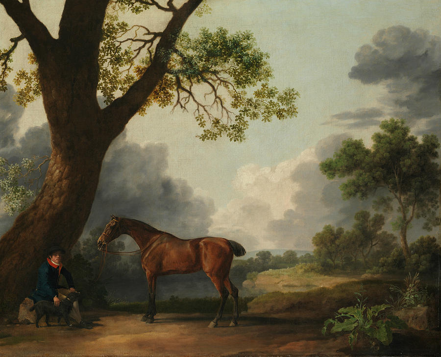The Third Duke of Dorsets Hunter with a Groom and a Dog Painting by George Stubbs