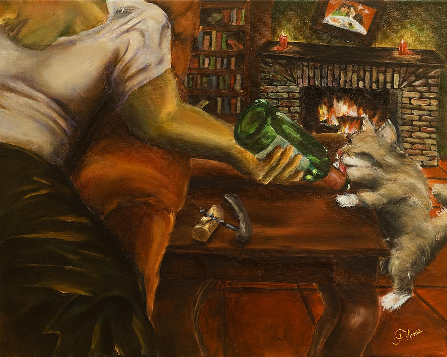 The Thirsty Gato Painting by Carlos Flores