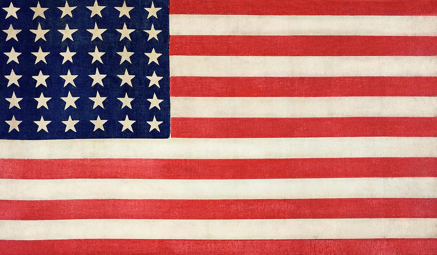 The Thirty-Six Star Flag of the United States of America Painting by Vincent Monozlay