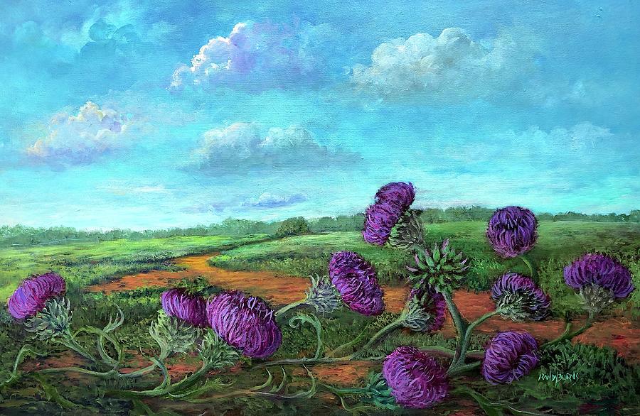 The Thistles Los Cardos Painting by Rand Burns