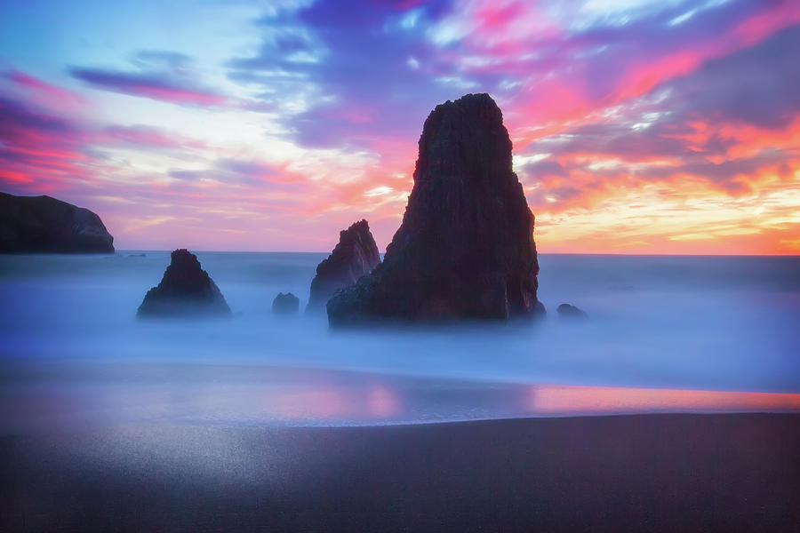The Three  Amigos - Rodeo Beach Sunset #5 Photograph by Jennifer Rondinelli Reilly - Fine Art Photography