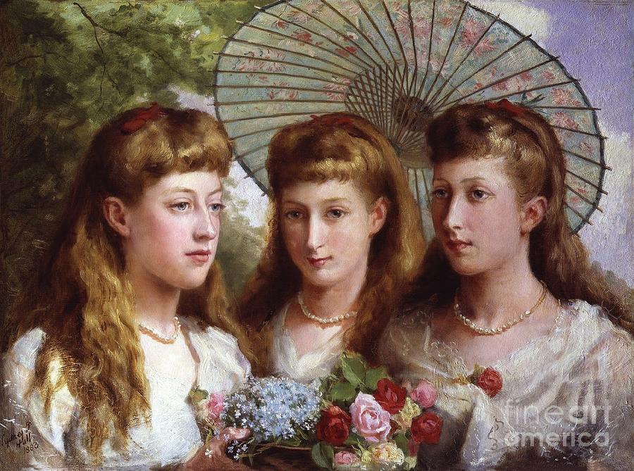 The Three Daughters of King Edward VII and Queen Alexandra Painting by MotionAge Designs