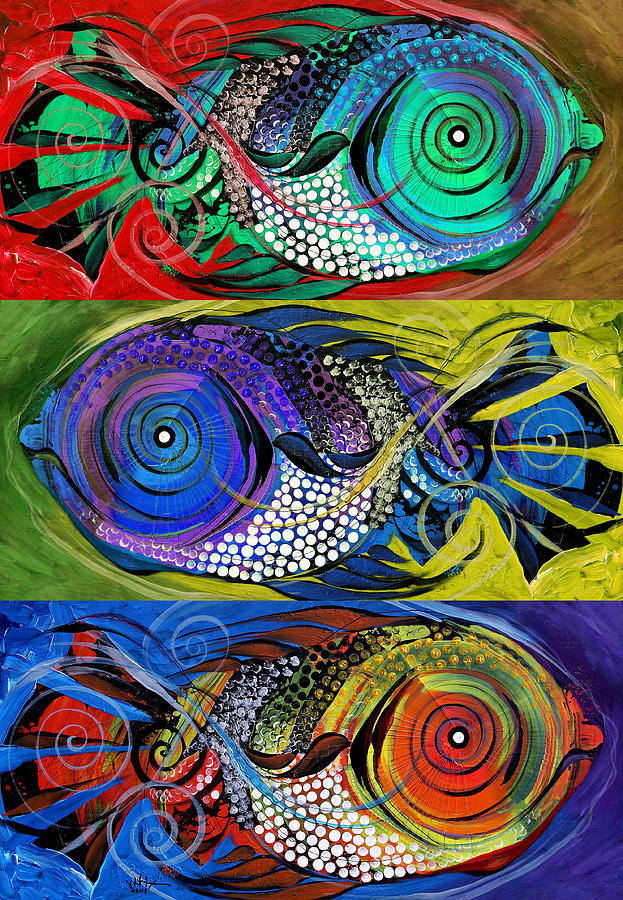 The Three Fishes Painting by J Vincent Scarpace