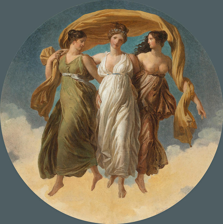 Alexandre-evariste Fragonard Painting - The Three Graces by Alexandre-Evariste Fragonard