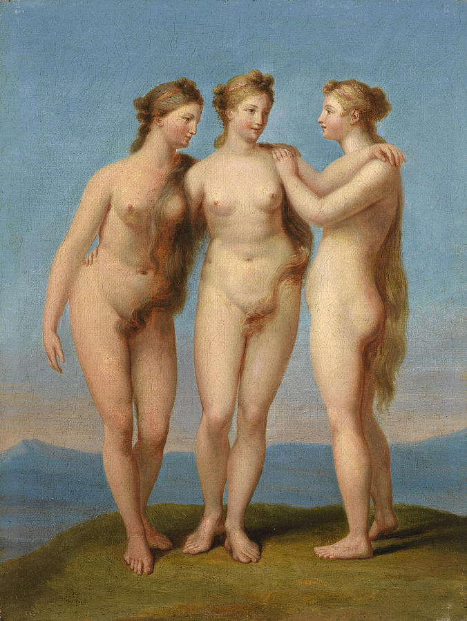 The Three Graces Painting by Attributed to Jean-Baptiste Regnault