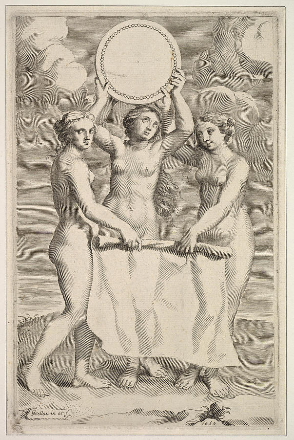 The Three Graces Drawing by Claude Mellan