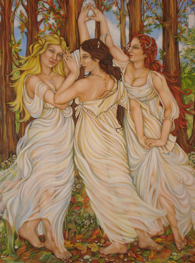 Three Graces Painting - The Three Graces by Jane Gough