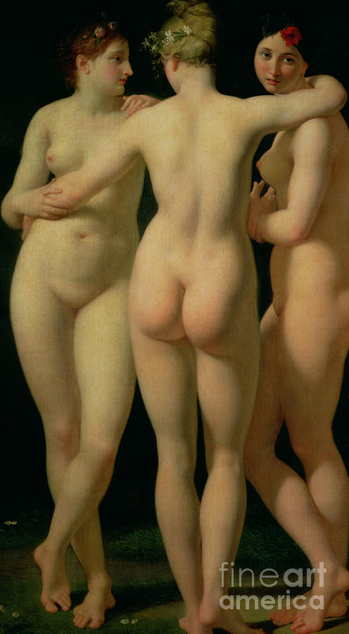 Nude Painting - The Three Graces by Jean Baptiste Regnault
