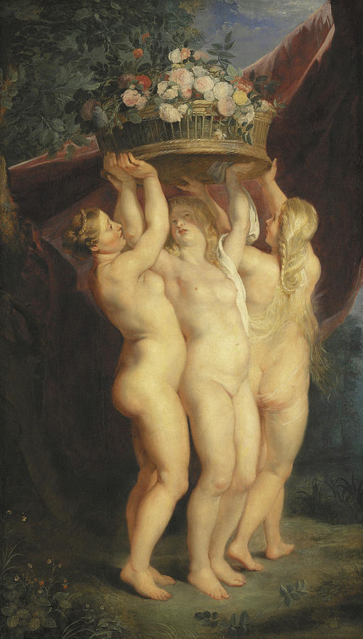 Flower Painting - The Three Graces by Rubens