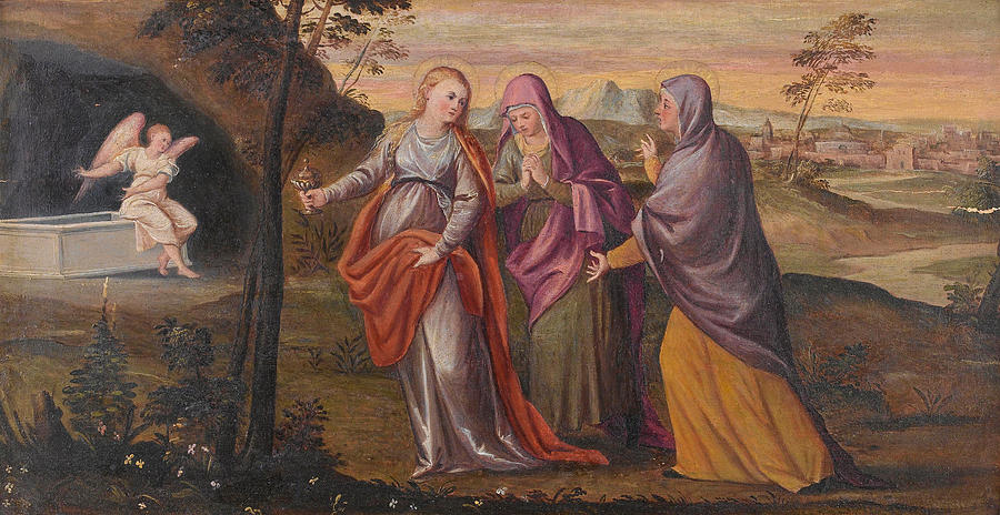 The Three Marys at the Sepulchre Painting by Antonio Palma