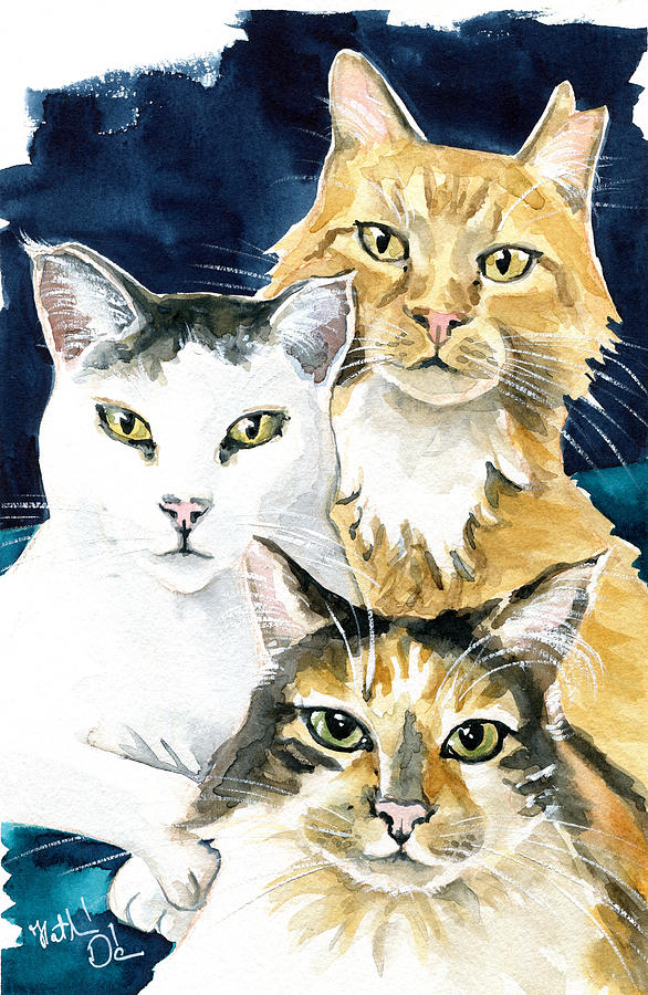 The Three Musketeers - Cat Painting Painting by Dora Hathazi Mendes