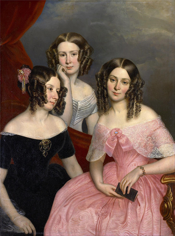 The Three Robinson Sisters Painting by George Theodore Berthon