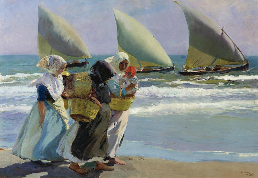 The Three Sails Painting by Joaquin Sorolla