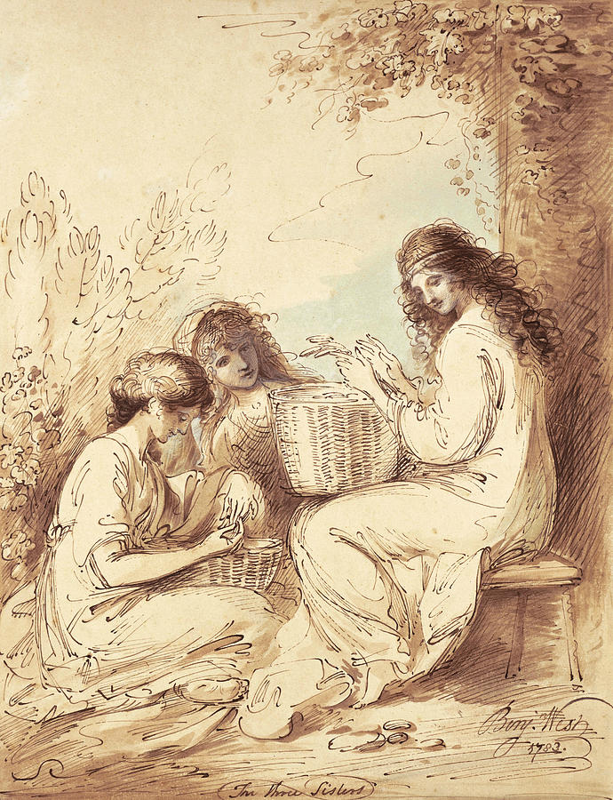 Benjamin West Drawing - The Three Sisters  by Benjamin West