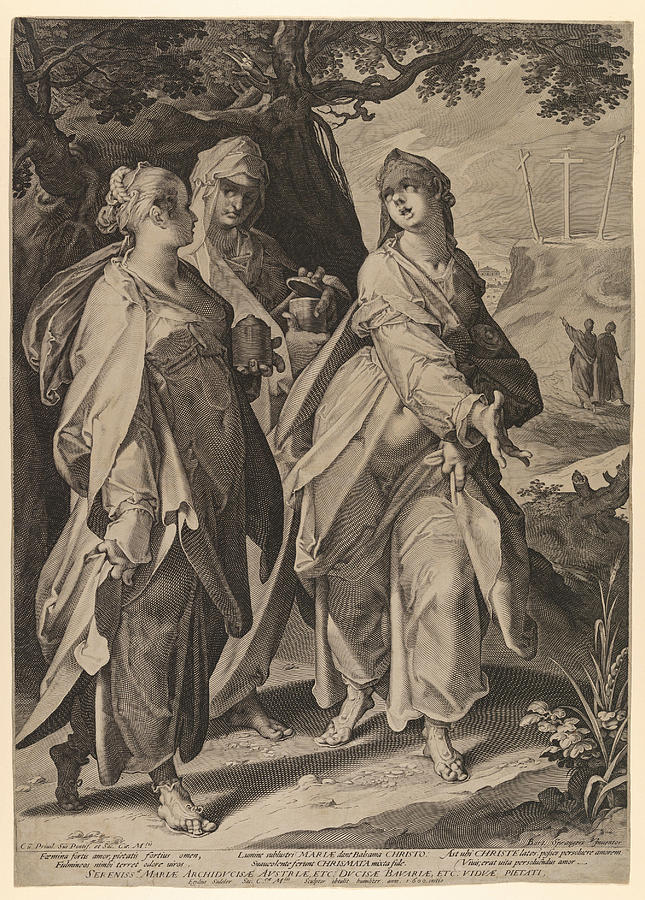 The Three Women Returning from the Tomb Drawing by Aegidius Sadeler