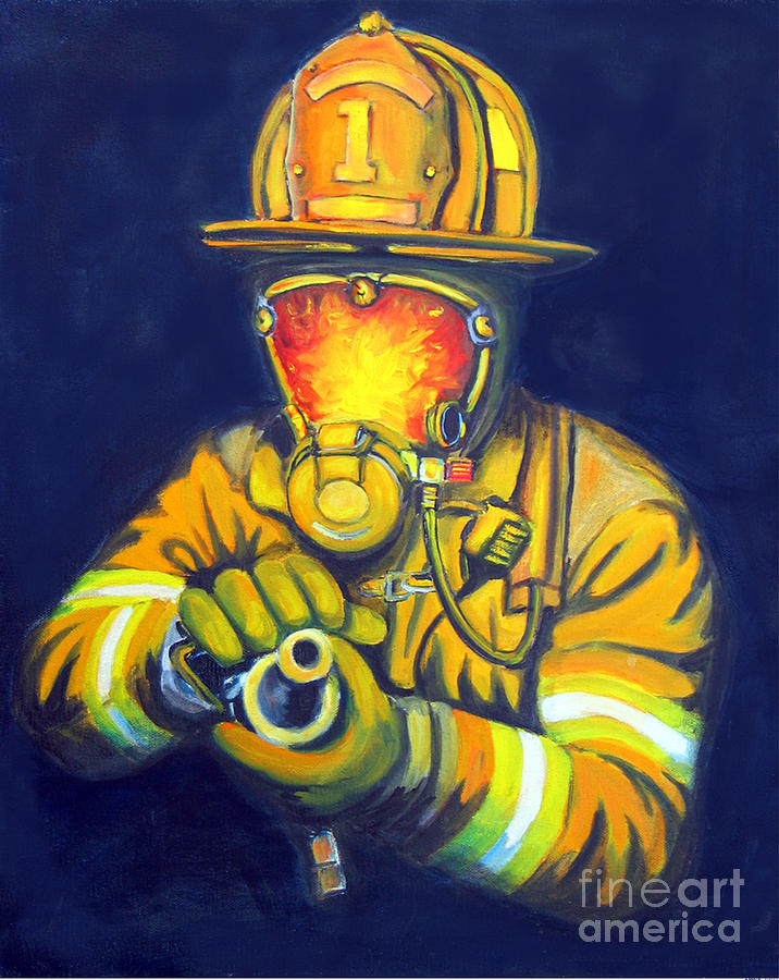 Firefighter Painting - The Tip by Paul Walsh