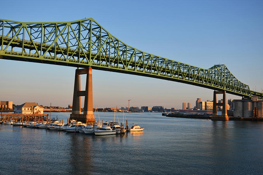 The Tobin Bridge Into the Sunset Chelsea Yacht Club Photograph by Toby McGuire