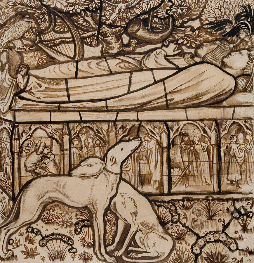 The Tomb of Tristram and Iseult Drawing by Edward Burne-Jones
