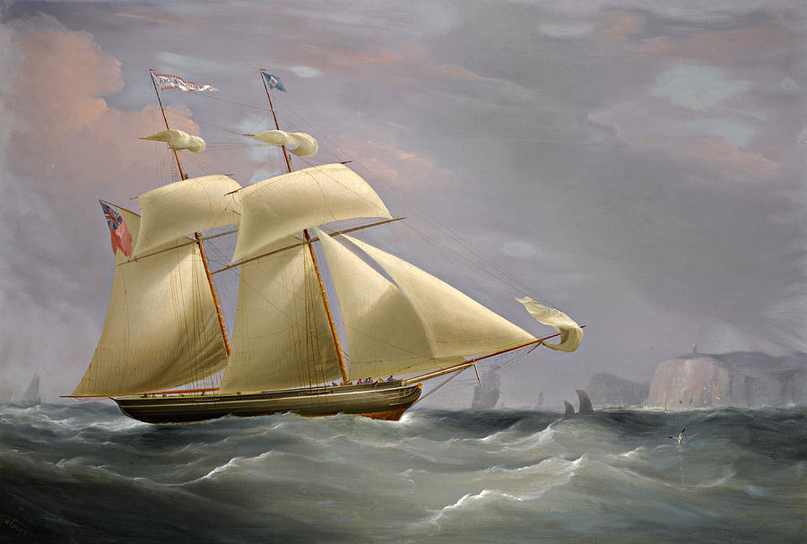 The Topsail Schooner Amy Stockdale off Dover Painting by William John Huggins