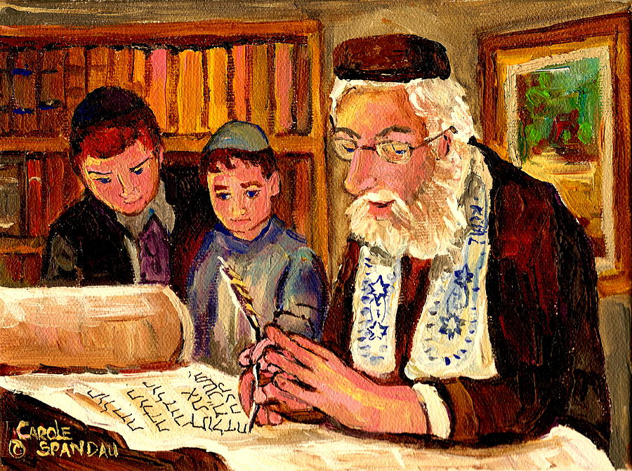 Torah Painting - The Torah Scribe by Carole Spandau