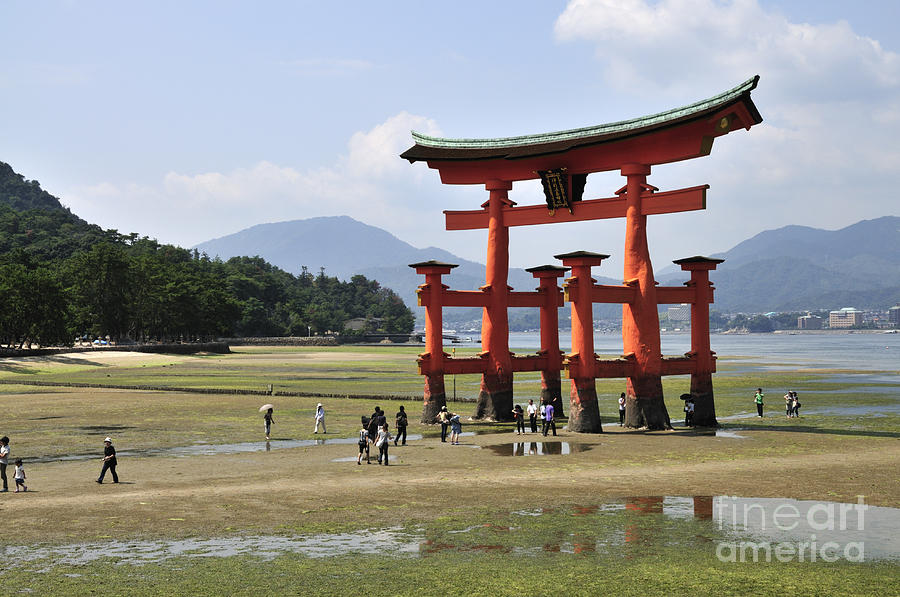 Torii Photograph - The Torii at low tide at Itsukushima Shrine Miyajima Japan  by Andy Smy