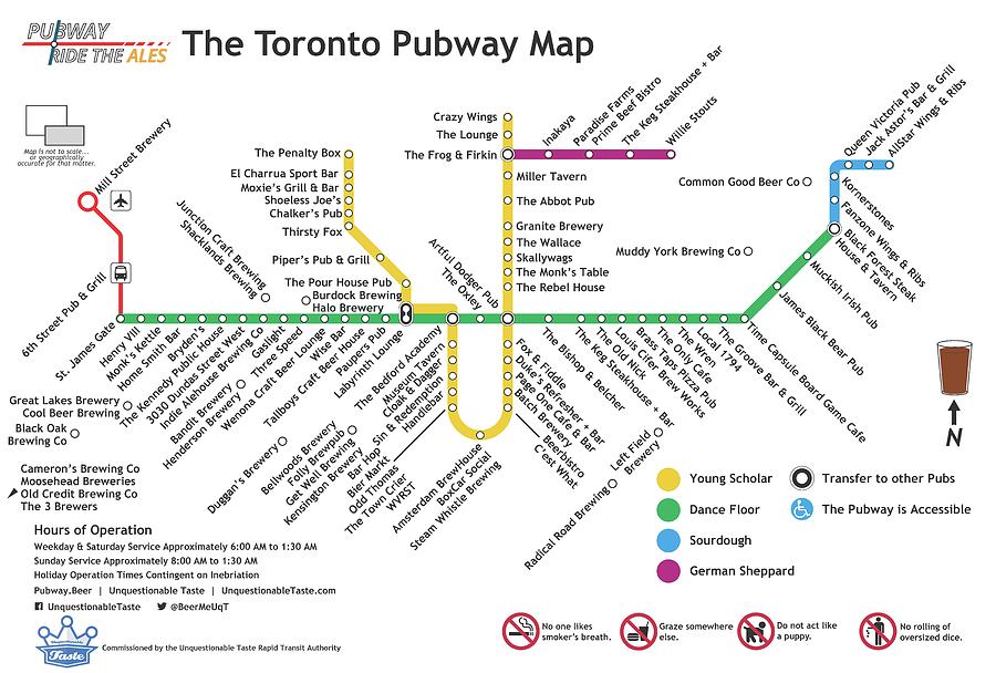 Beer Digital Art - The Toronto Pubway Map by Unquestionable Taste Beer Digital Art - The Toronto Pubway Map by Unquestionable Taste