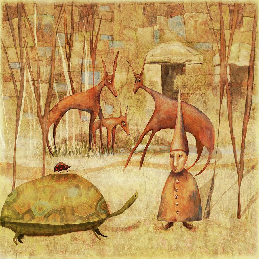 Animal Digital Art - The Tortoise and the Beetle by Catherine Swenson