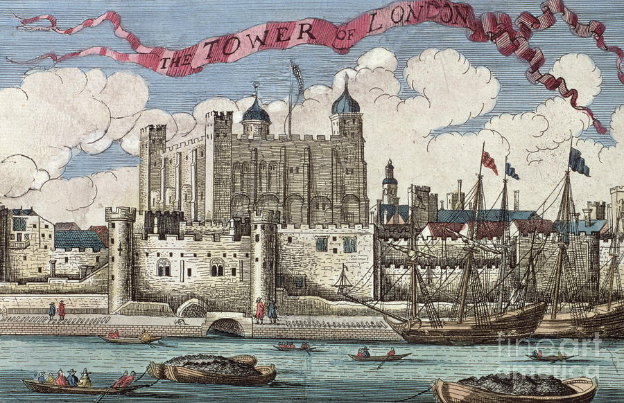Castle Painting - The Tower of London Seen from the River Thames by English School