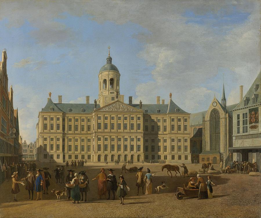 The Town Hall on the Dam, Amsterdam,1693 Painting by Vincent Monozlay