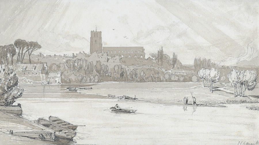 The Town of Beccles from the Bridge Drawing by John Sell Cotman