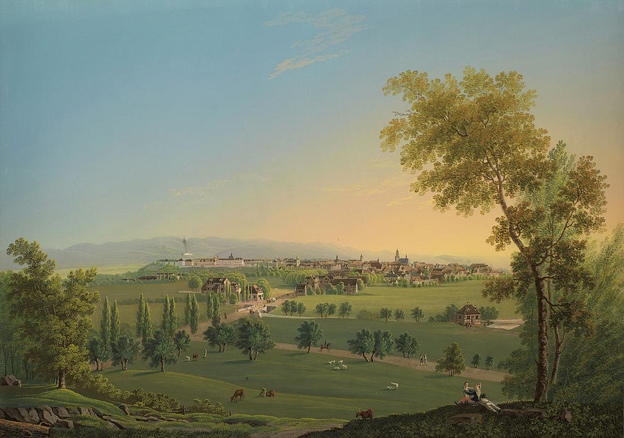 The town of Kassel from the South Painting by MotionAge Designs